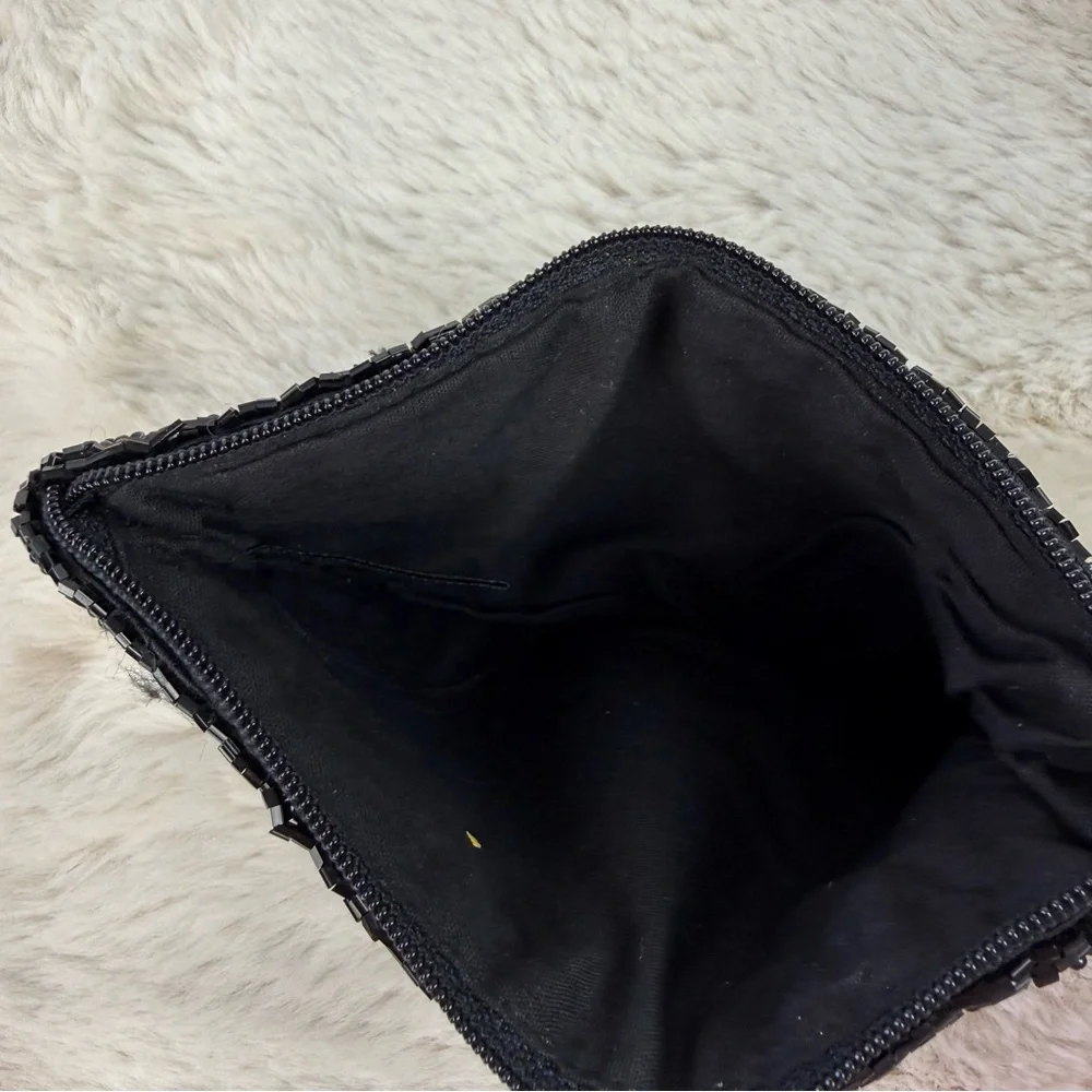 Vintage Small Black Beaded‎ Coin Purse Clutch
